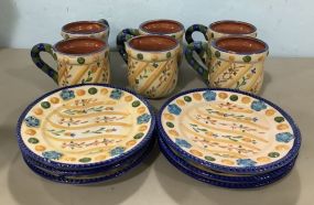 World Bazars Hand Painted Pottery Plates and Mugs