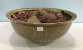 Large Ceramic Glazed Center Piece Fruit Bowl