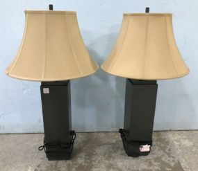 Pair of Contemporary Cylinder Decorative Metal Lamps