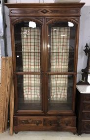 Antique Eastlake Victorian Two Door Display Cabinet
