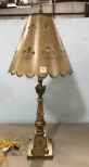 Decorative Fleur De Lis Painted Distressed Lamp