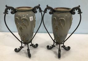 Decorative Ceramic Urns in Stands