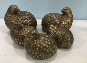 Five Gold Gilt Painted Ceramic Pheasants