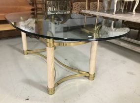 Modern Brass and Glass Top Dining Table