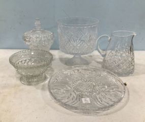 Five Pressed Glass Serving Pieces