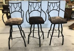 Three Iron Cow Hide Bar Stools