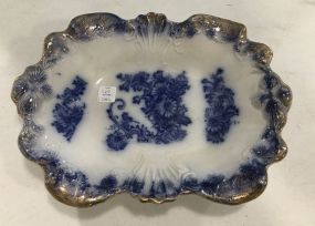 Antique Hand Painted Blue and White Dish