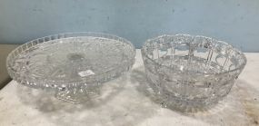 Crystal Pressed Glass Bowl and Cake Stand