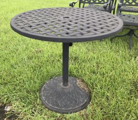 Round Cast Metal Patio Pedestal Table