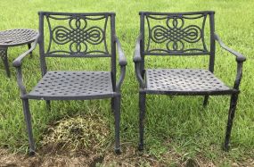 Pair of Cast Metal Patio Arm Chairs