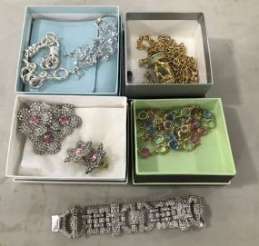 Group of Costume Bracelets, Necklace, Earrings, and Pin