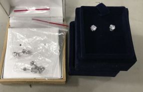 Two Pair of .925 Clear Stone Studs, and One Set of Silver tone Clear Stone Studs