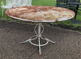 White Wrought Iron Round Pedestal Patio Table