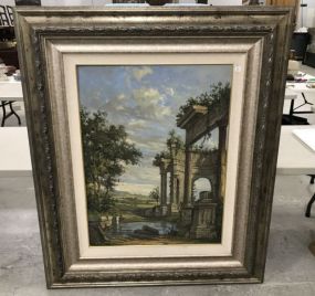 Large Framed Reproduction Painting of Grecian Scene