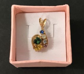Pendant Marked 14K Gold with 7 Multi Colored Stones