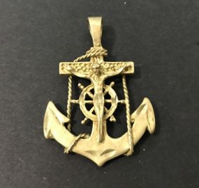 Coast Guard Crucifix 14K Gold