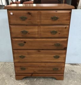 Bassett Furniture Rustic Pine Five Drawer Chest