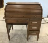 Modern Cherry Finish Roll Top Desk