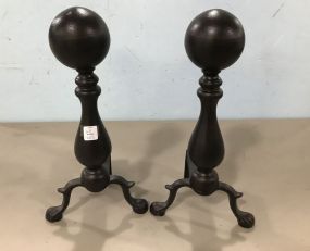 Modern Black Colonial Style Andirons