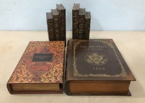 Decorative Bookends, and Two Decorative Book Boxes