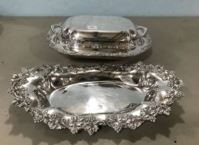 Van Bergh Ornate Silver Plate Dish and Covered Dish