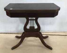1940's Lyre Mahogany Flip Top Game Table
