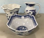 Three Chinese Blue and White Modern Pottery