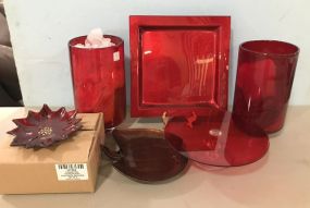 Group of Decorative Red Glassware