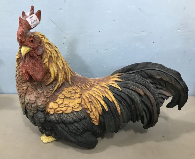 resin roosters and hens