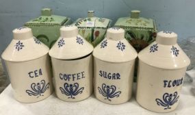 Sets of Hand Painted Porcelain Canisters
