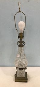 Diamond Pattern Pressed Glass Vintage Lamp