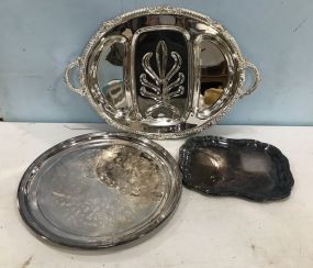 Three Silver Plated Serving Trays