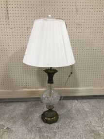 Pressed Glass and Brass Lamp