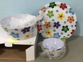 Flower Pattern Plastic Salad Set