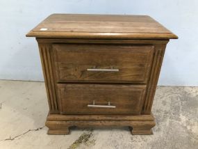 Vintage Oak Two Drawer Night Stand