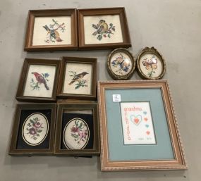 Collection of Small Needle Point Framed Pictures
