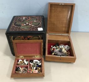 Three Jewelry Boxes with Costume Jewelry