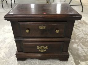 Stained Pine Finish Two Drawer Night Stand