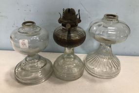 Three Vintage Glass Oil Lamps
