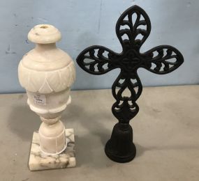 Metal Cross and Alabaster Lamp Base