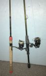 Two Spin Cast Reels and Rods