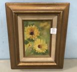 Peggy Bracken Painting of Sunflowers on Board