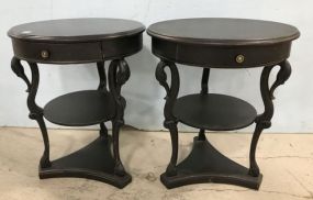 Pair of Biedermier Style Black Lamp Tables