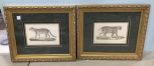 Two Gold Gilt Cat Prints