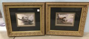 Two Gold Gilt Framed Cat Prints