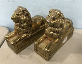 Pair of Brass Lion Book Ends
