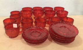 Vintage Red Cups and Saucers