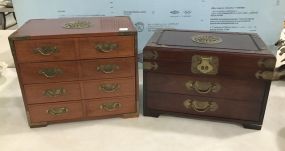 Two Oriental Style Wood Jewelry Chests