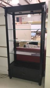 Black Open Display With Glass Shelves