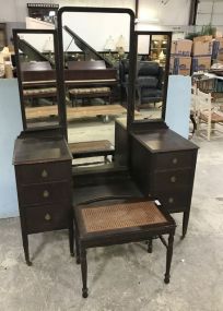 Berkey & Gary Mahogany 1920's Triple Mirror Vanity